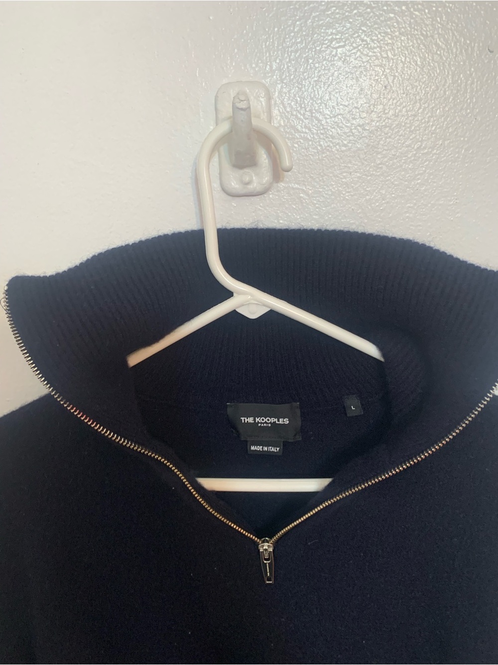 The Kooples Black Knit Logo Plaque Beanie